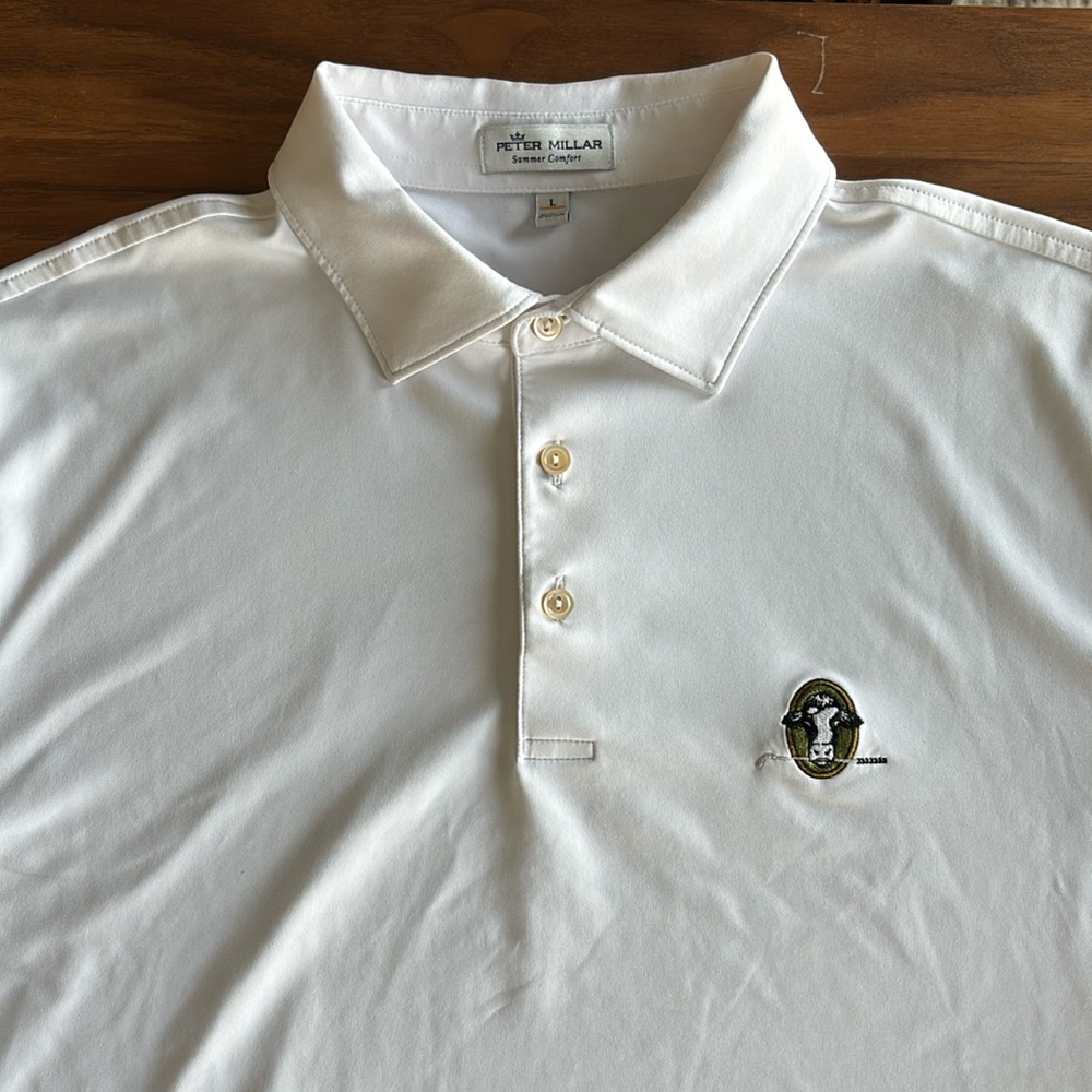 Peter Millar White Golf Polo - Stonewall Golf - Size Large